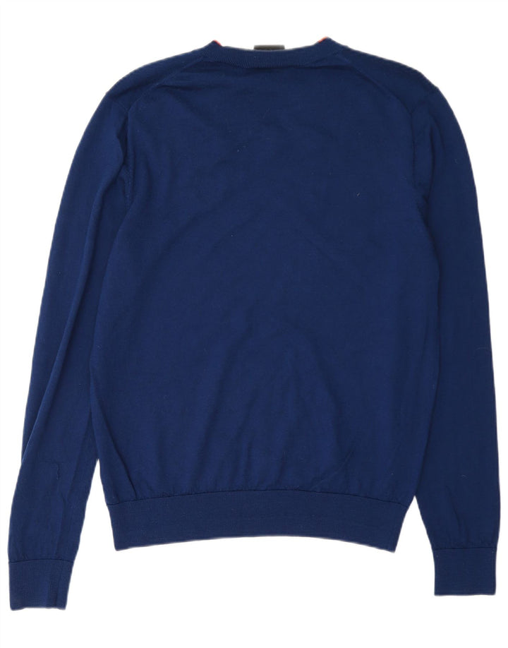 Paul Smith Herren-Pullover mit V-Ausschnitt, mittlere marineblaue Wolle
