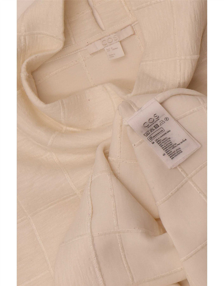 Cos Damen-Top, langärmelig, UK 14, Mittelweiß, kariert, Polyester