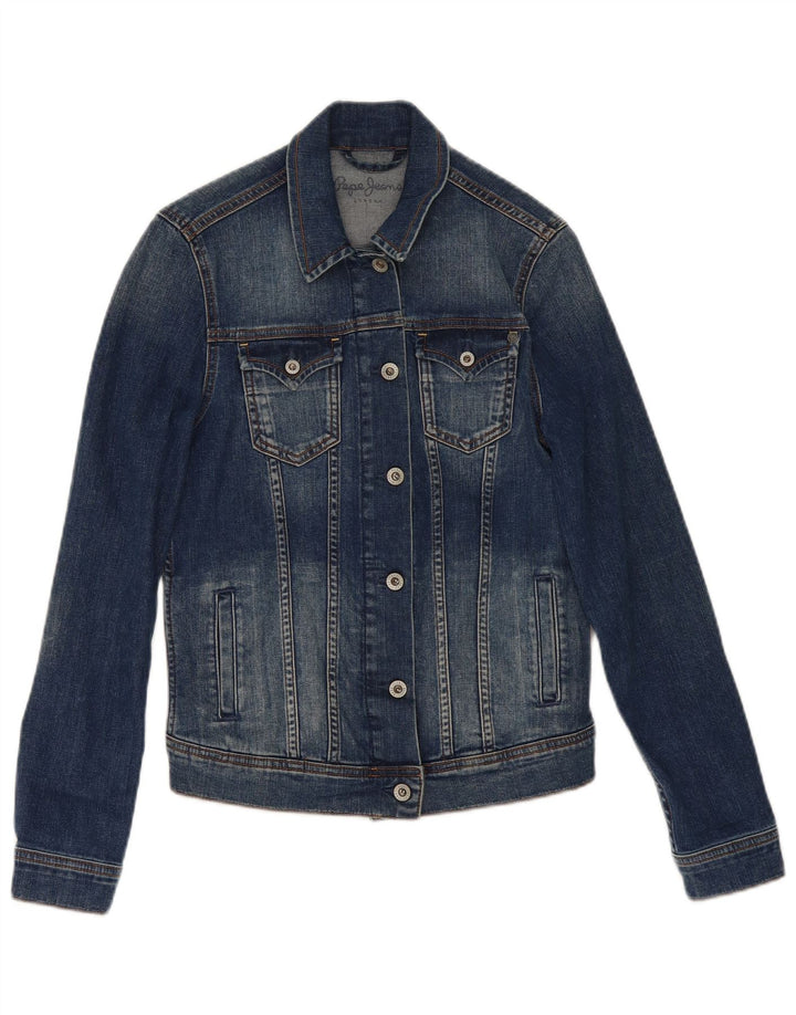 PEPE Jeans Damen Jeansjacke UK 10 Small Marineblau Baumwolle