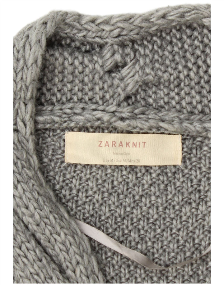 Zara Damen Longline Open Cardigan Pullover UK 14 Mittelgrau