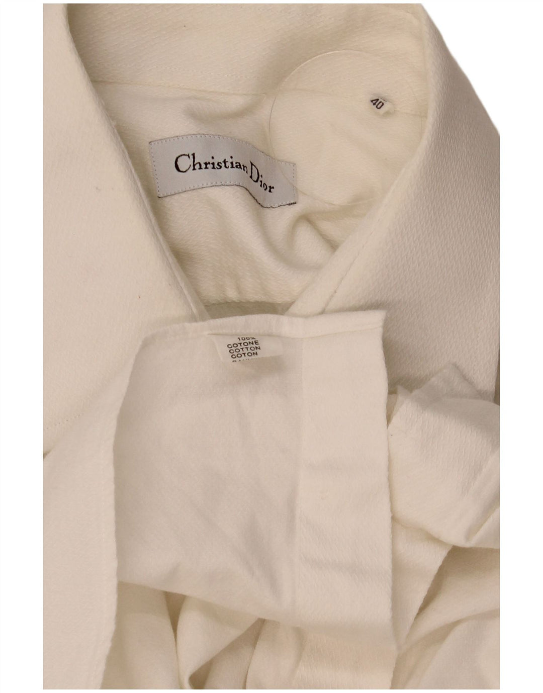 Christian Dior Herren-Formalhemd, Größe 40, mittelweiße Baumwolle