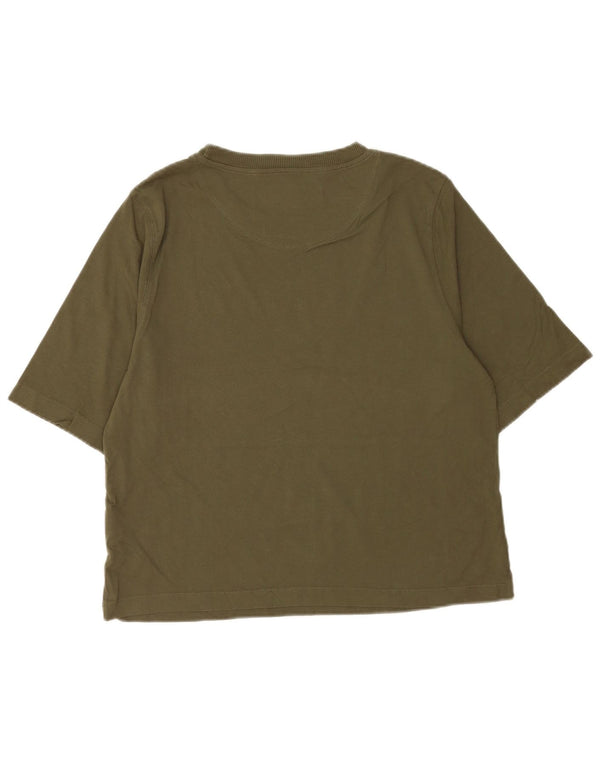 Benetton Damen T-Shirt Top UK 14 Medium Khaki Baumwolle