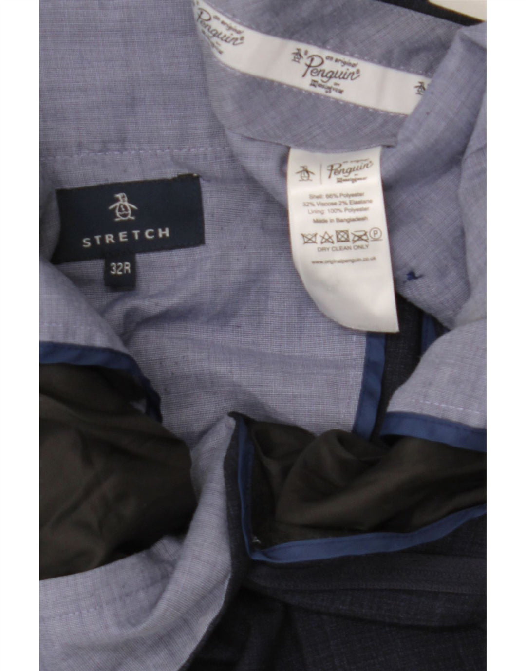 Penguin Slim-Anzughose für Herren, W32, L30, marineblau, kariert, Polyester