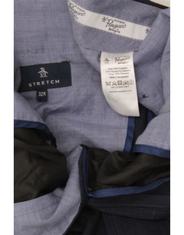Penguin Slim-Anzughose für Herren, W32, L30, marineblau, kariert, Polyester