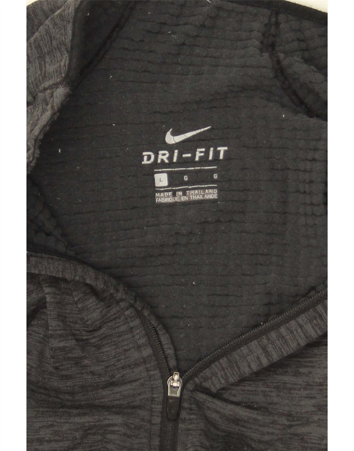Nike Herren Dri Fit Zip Neck Top Langarm Large Grau meliert