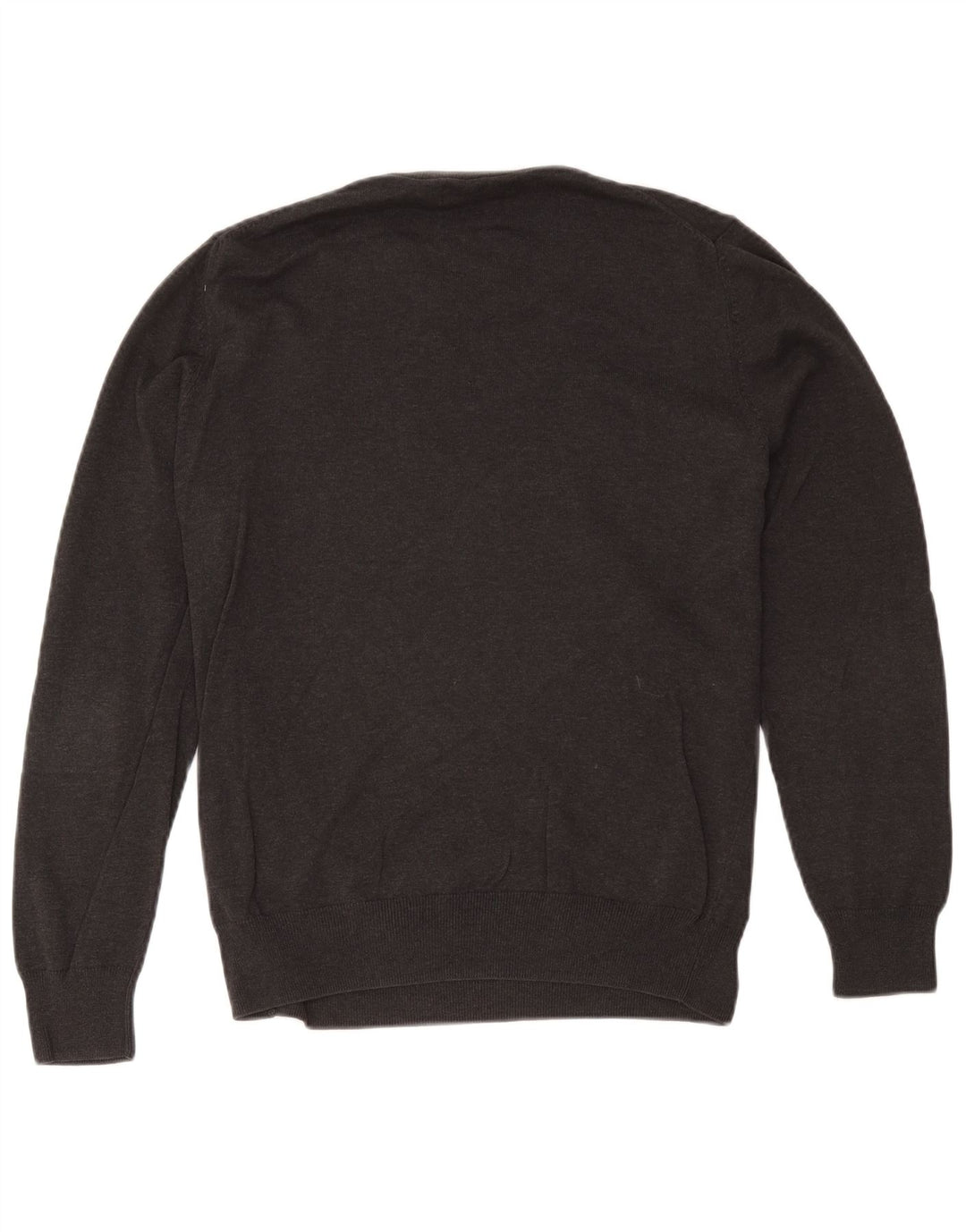 Marks & Spencer Herren-Pullover mit Rundhalsausschnitt, Größe L, aus grauer Baumwolle
