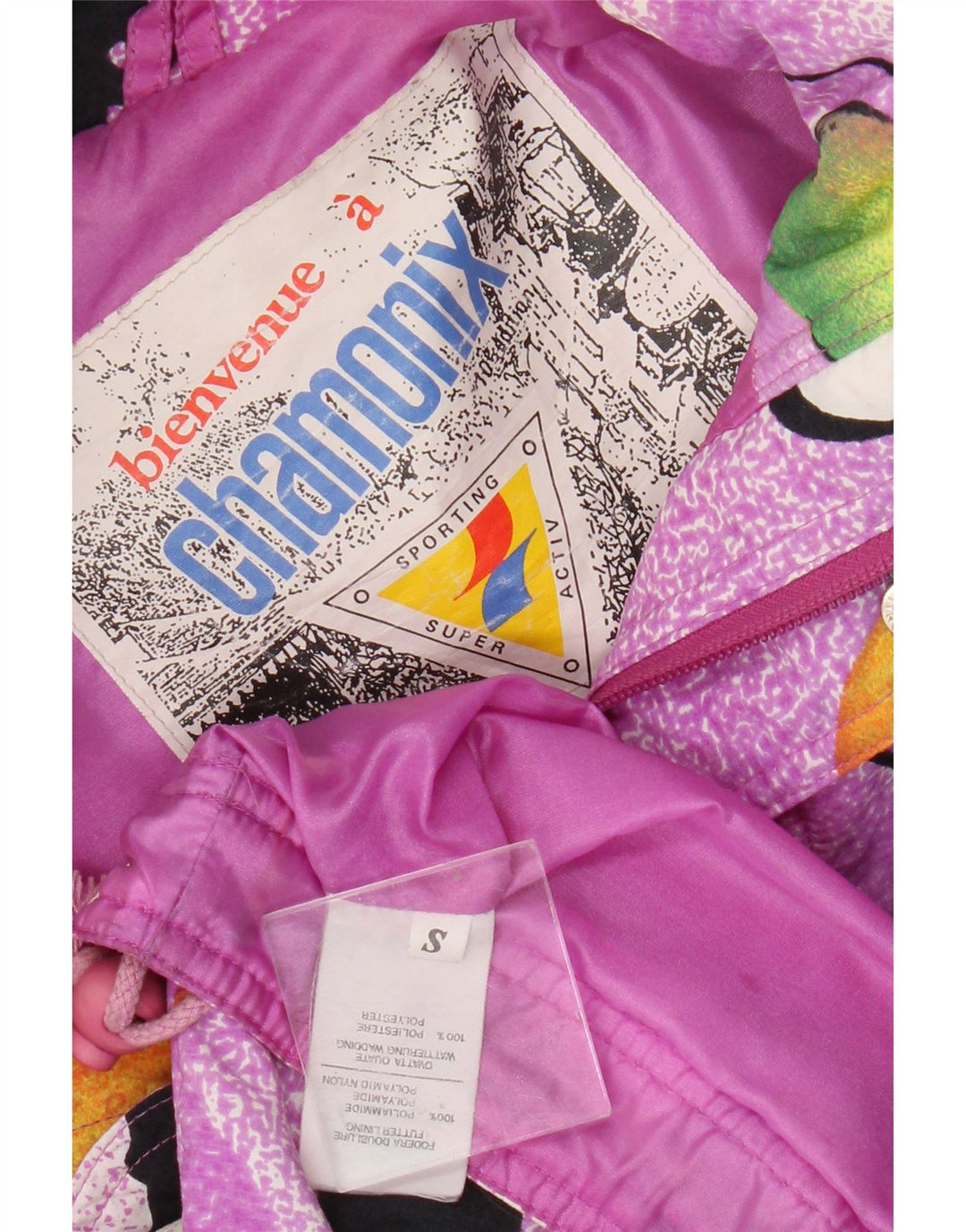 Chamonix Womens Abstract Pattern Übergroße Anorakjacke UK 10 Small Lila