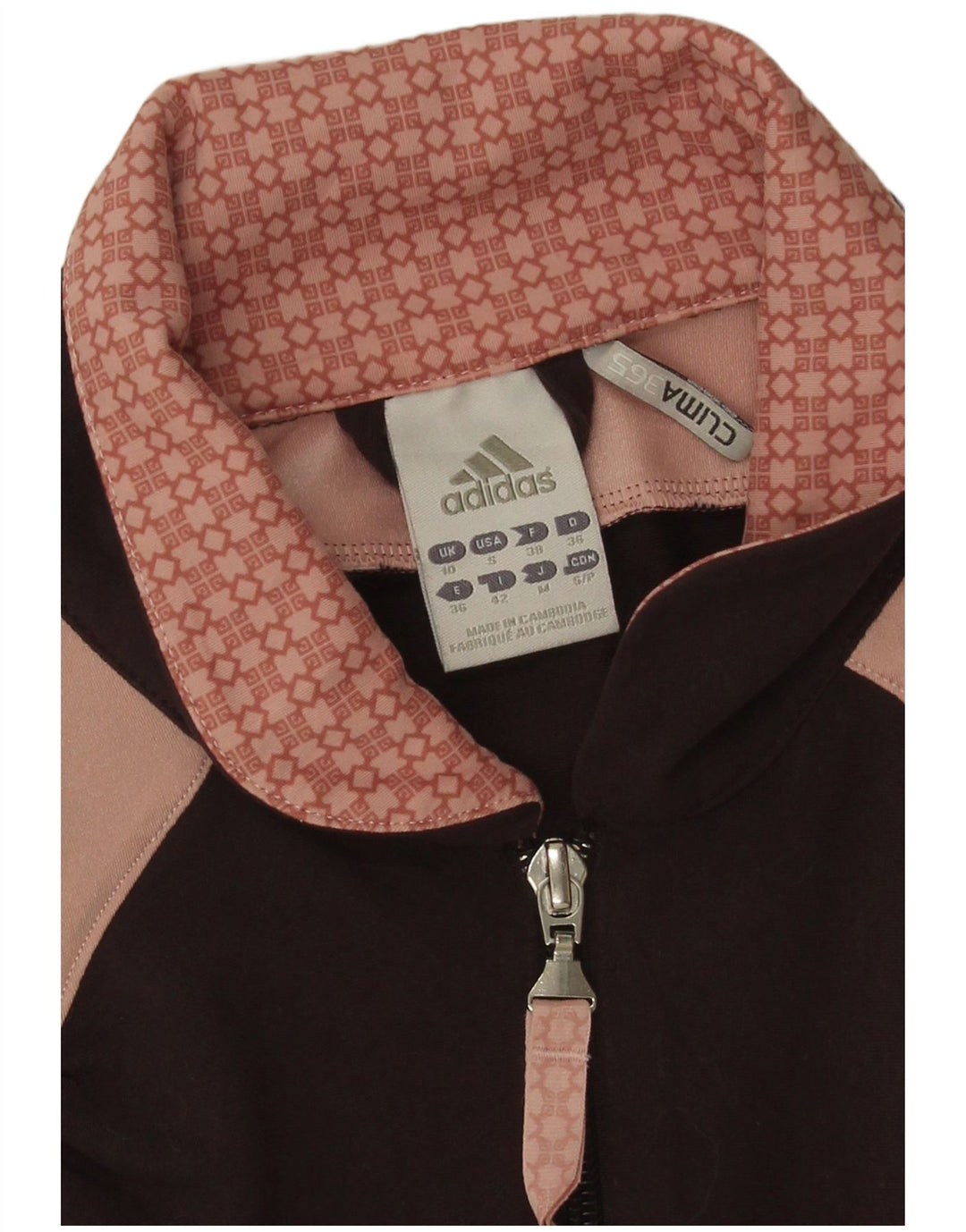 Adidas Damen-Trainingsanzug-Oberteiljacke UK 10 Small Kastanienbraunes Colourblock-Polyester