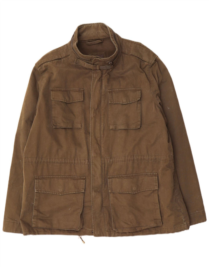 Marks & Spencer Herren Utility-Jacke UK 46 3XL Khaki Baumwolle