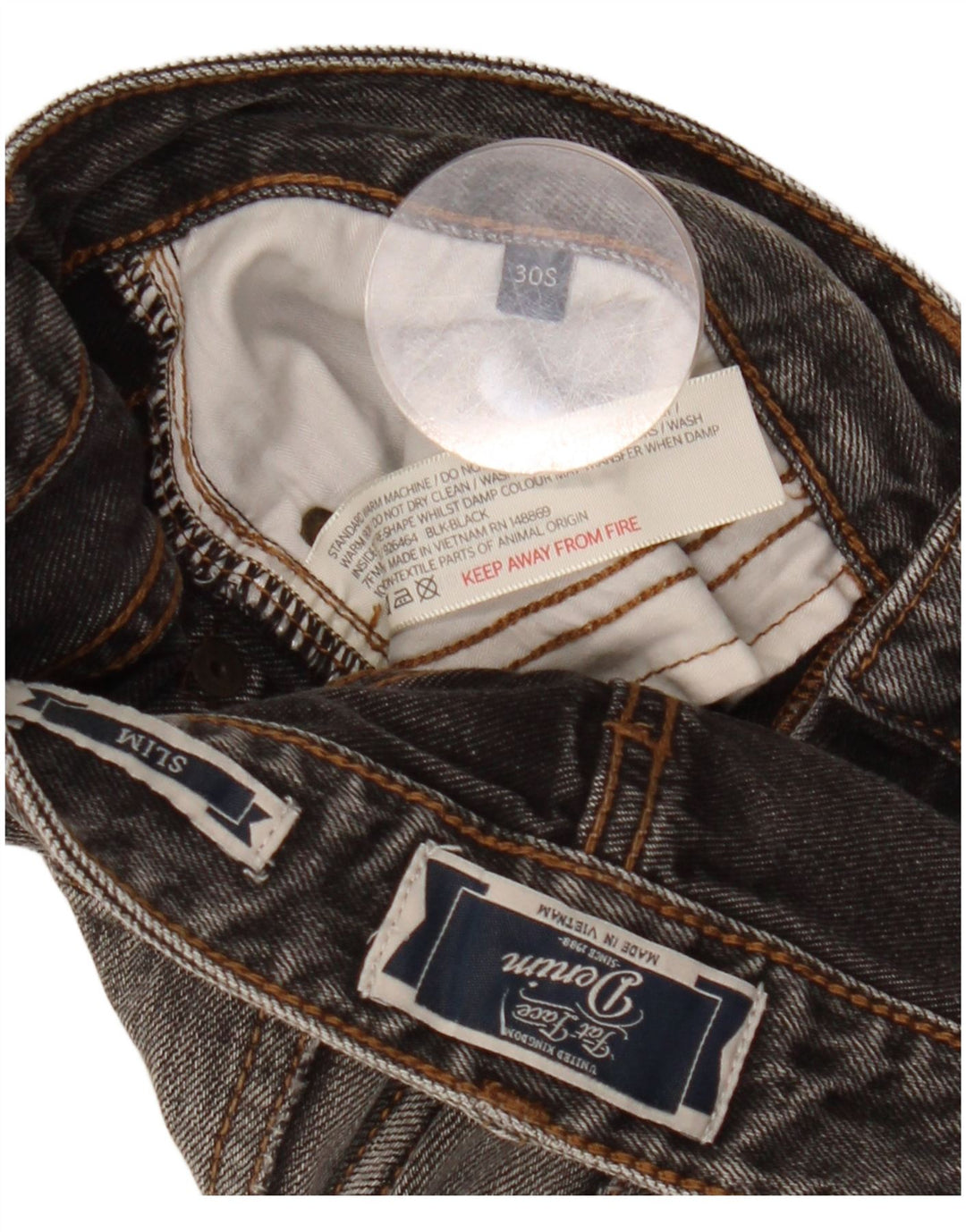 FAT FACE Slim-Jeans für Damen, W30, L29, graue Baumwolle