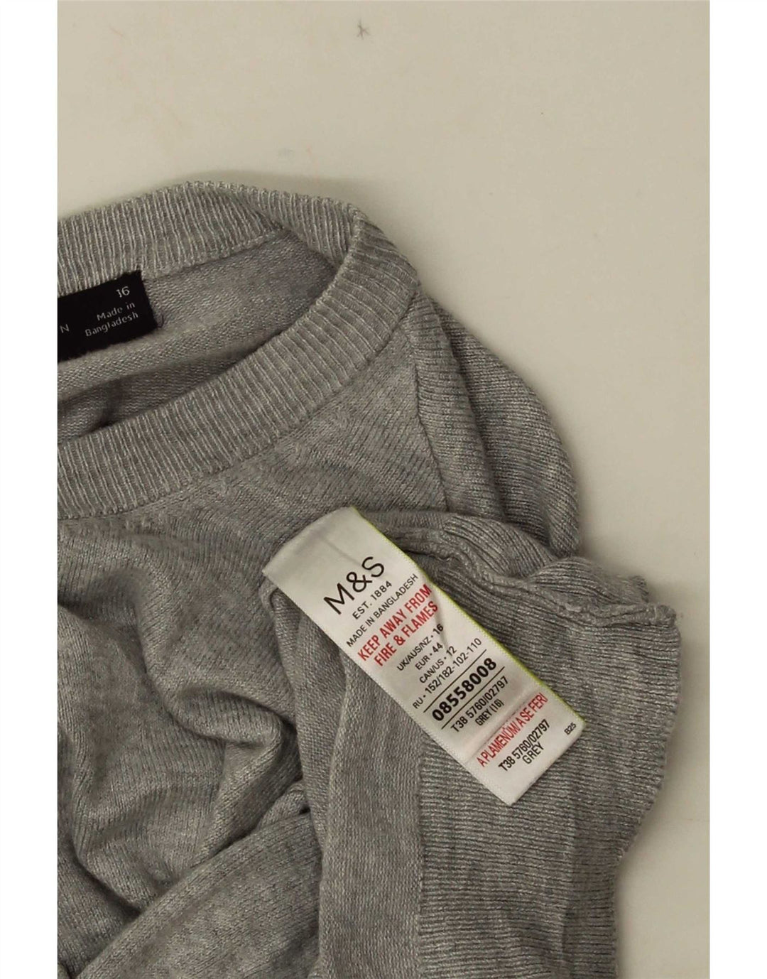 Marks & Spencer Damen Crop Cardigan Pullover UK 16 Large Graue Viskose