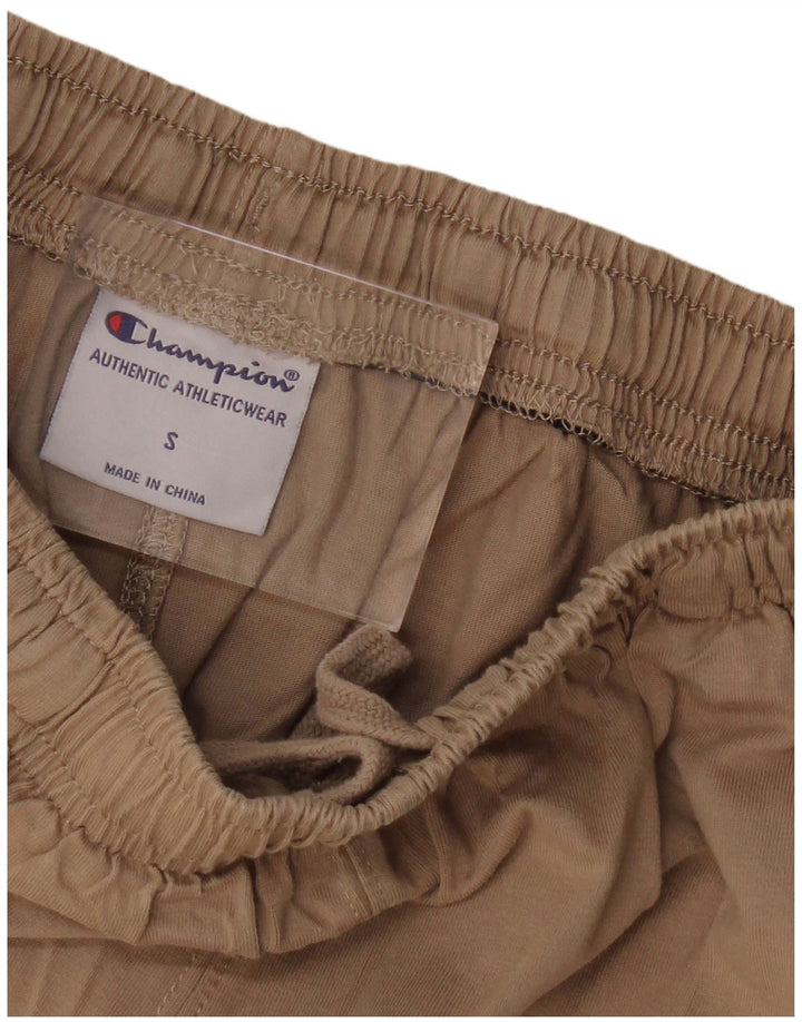 CHAMPION Mens Graphic Sport Shorts Small Beige Cotton