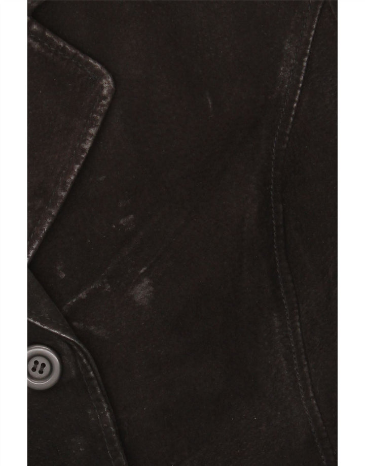 GYPSY Damen 3-Knopf-Wildleder-Blazerjacke UK 14 Mittelschwarzes Leder