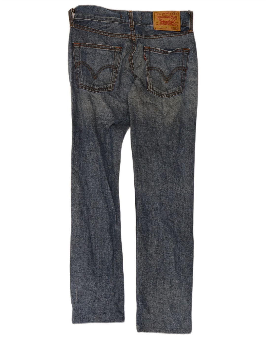 Levi's Herren 557 Straight Jeans W26 L28 Blaue Baumwolle
