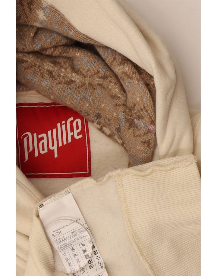 PLAYLIFE Damen Kapuzenpullover UK 10 Small Off White Cotton