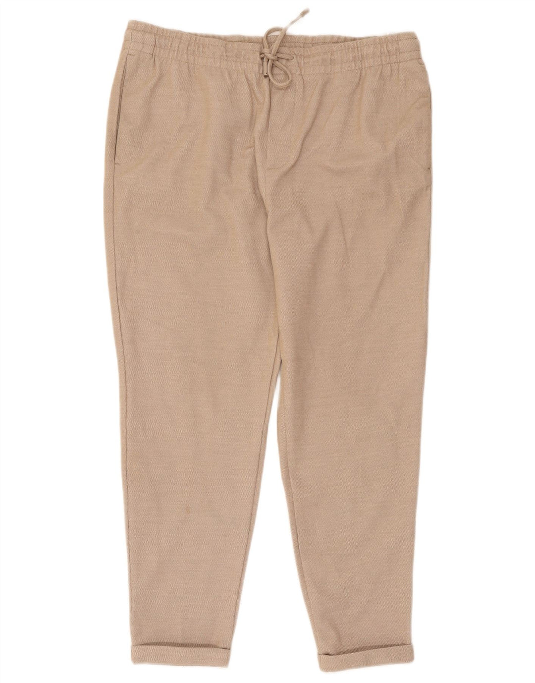 Schmale, verkürzte Damenhose von Zara, XL, W34, L26, Beige, Polyester