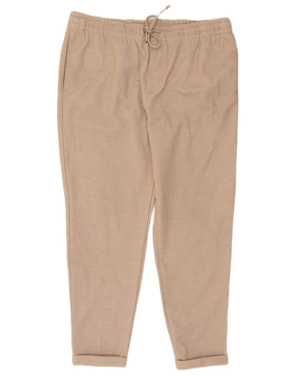 Schmale, verkürzte Damenhose von Zara, XL, W34, L26, Beige, Polyester