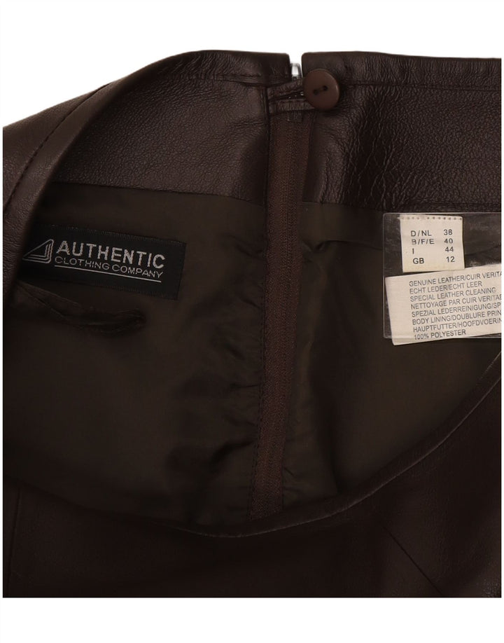 VINTAGE Damen Lederrock UK 12 Medium W28 Braunes Leder