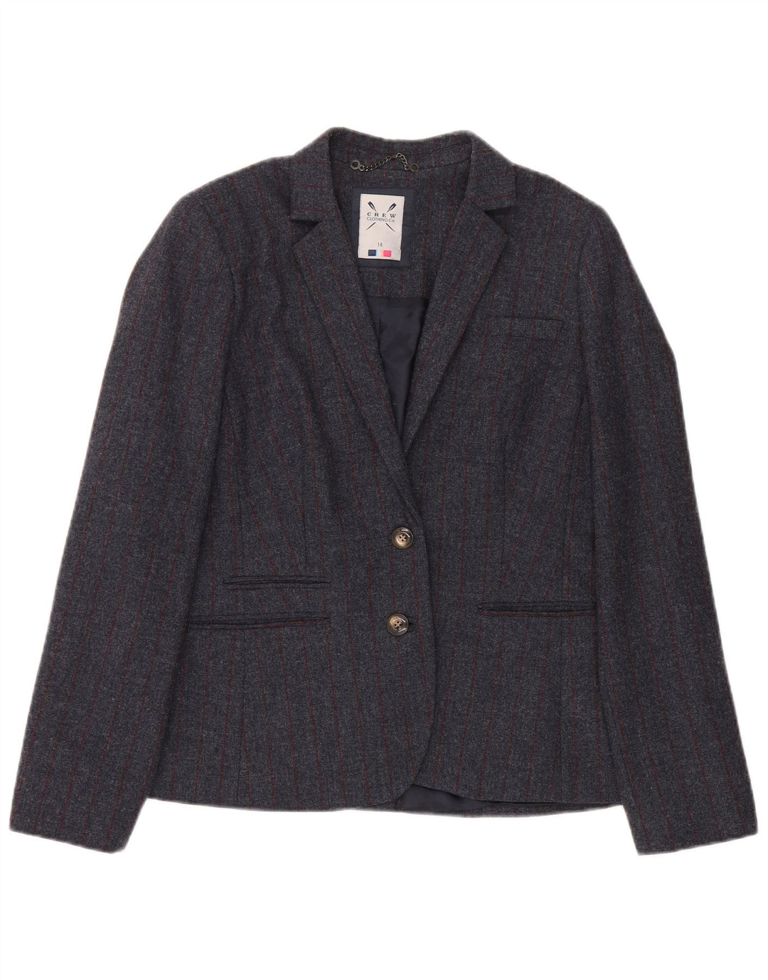 Crew Clothing Damen-Blazer mit 2 Knöpfen, Gr. 44, Grau, Wolle mit Nadelstreifen