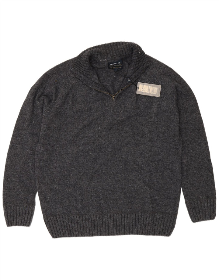 Howick Herren-Pullover mit Reißverschluss am Hals, große graue Wolle
