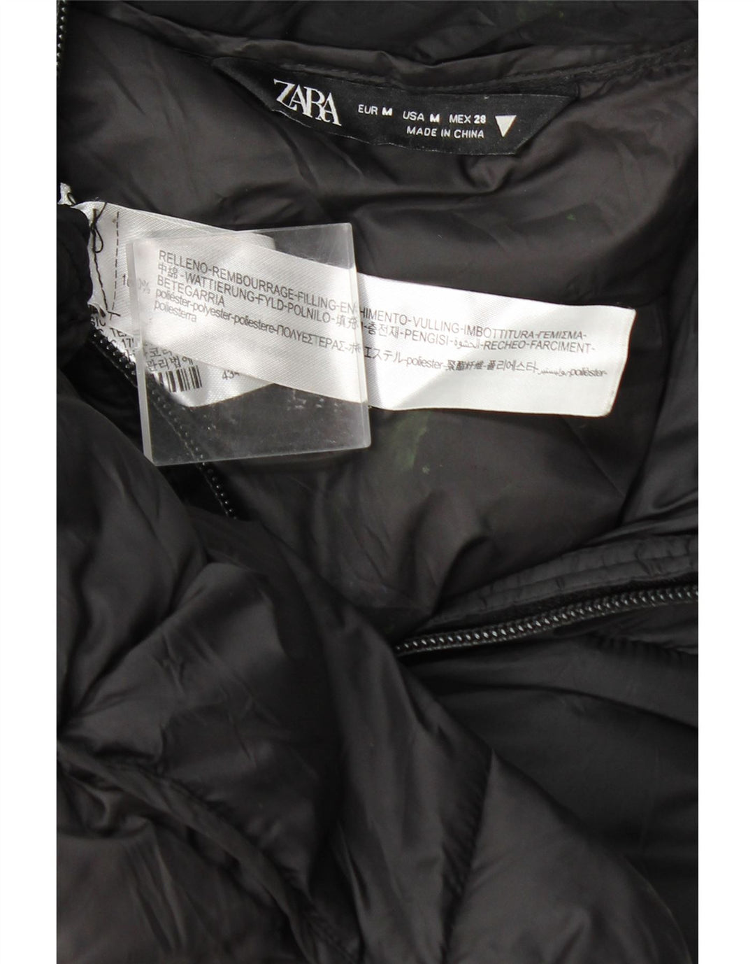 Zara Damen Kapuzenmantel, gepolstert, UK 14, Mittelschwarzes Nylon