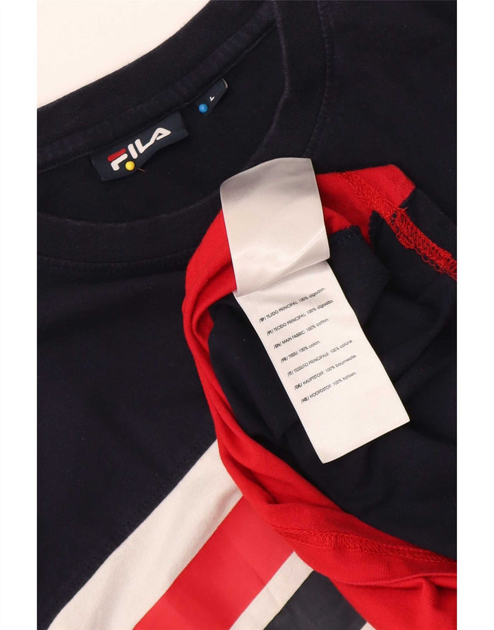 Fila Herren-T-Shirt mit Grafik, groß, mehrfarbig, Colourblock-Baumwolle