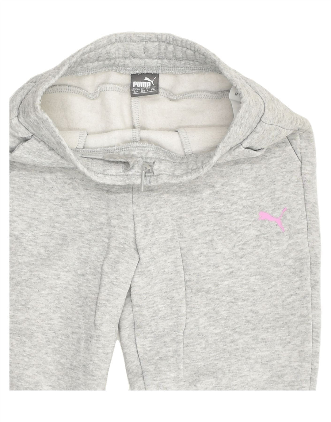 PUMA Girls Graphic Tracksuit Trousers Joggers 7-8 Years Grey Cotton | Vintage Puma | Thrift | Second-Hand Puma | Used Clothing | Messina Hembry 