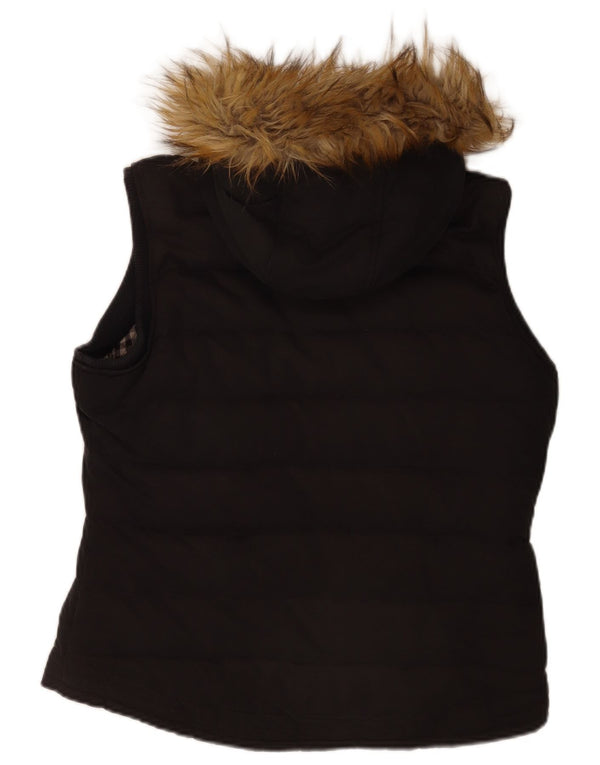 Fat Face wattierte Damen-Weste mit Kapuze, UK 12, mittelschwarz, Polyester