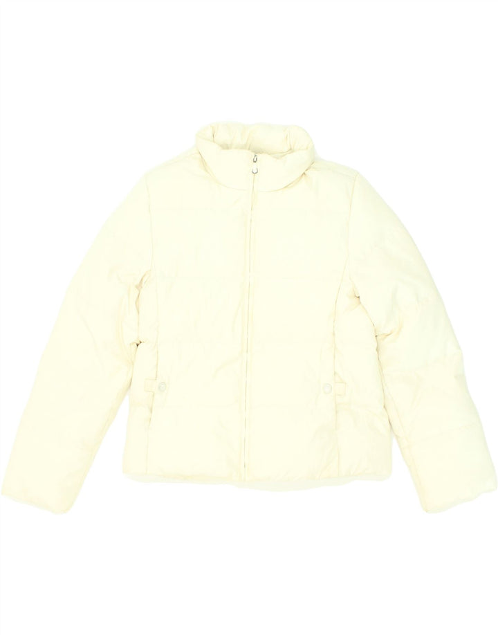 CHAMPION Womens Hooded Padded Jacket UK 14 Medium Yellow Polyester Vintage Champion and Second-Hand Champion from Messina Hembry 