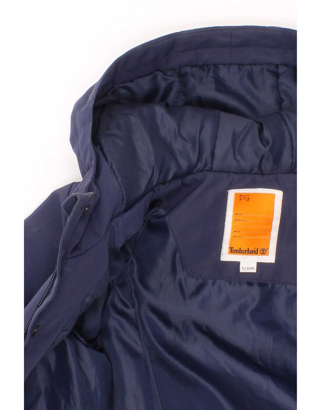 Timberland wattierte Jungenjacke mit Kapuze, 4–5 Jahre, marineblaues Polyester