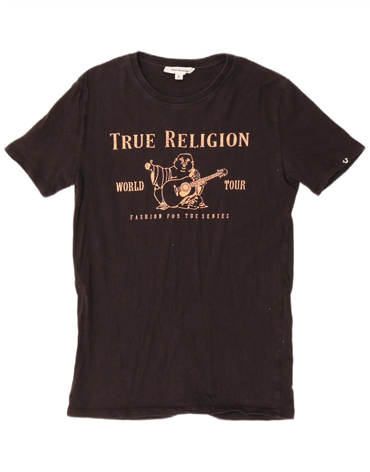 True Religion Herren-T-Shirt mit Grafik, Größe S, schwarze Baumwolle