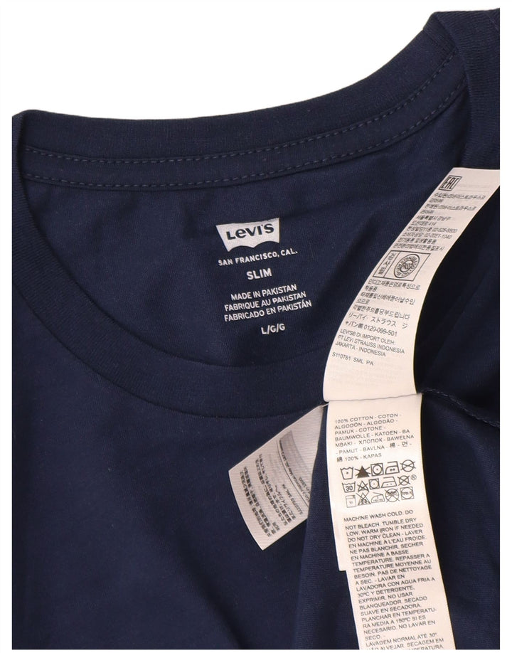 Levi's Herren Slim T-Shirt Top Large Marineblau Baumwolle