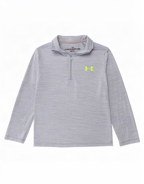Under Armour Boys Zip Neck Pullover Tracksuit Top 6-7 Years Blue Flecked