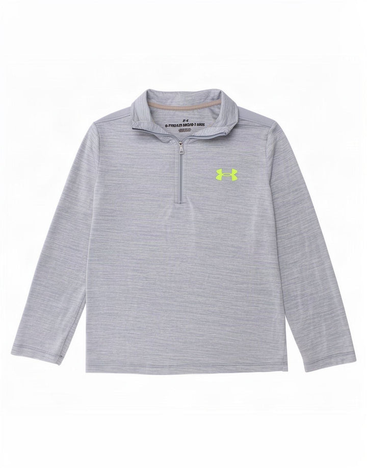 Under Armour Jungen-Pullover-Trainingsoberteil mit Reißverschluss, 6–7 Jahre, blau meliert