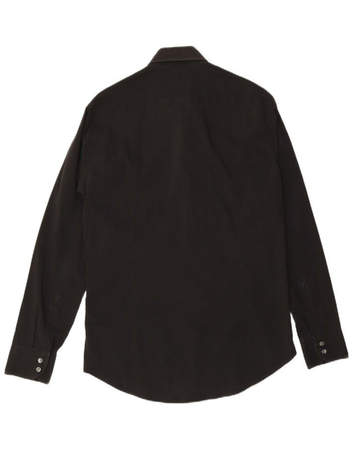 HUGO BOSS Herren Slim Fit Hemd Größe 41/42 Große schwarze Baumwolle