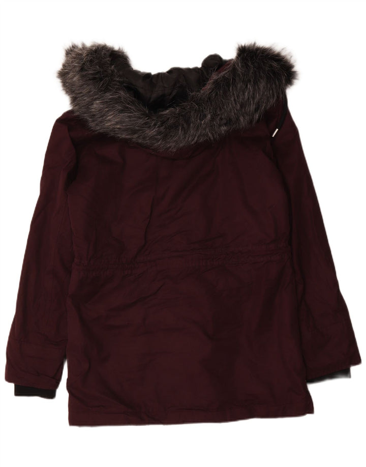 Superdry Damen-Parka mit Kapuze, übergroß, Gr. 10, Burgunderrot