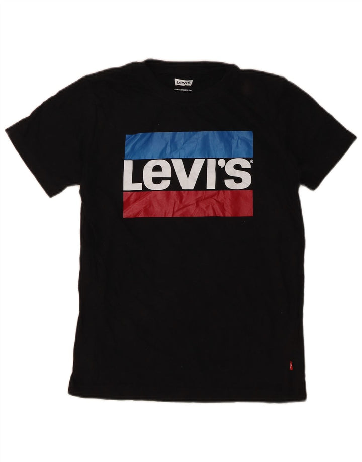 Levi's Jungen-T-Shirt mit Grafik, 10–11 Jahre, mittelgroß, schwarze Baumwolle