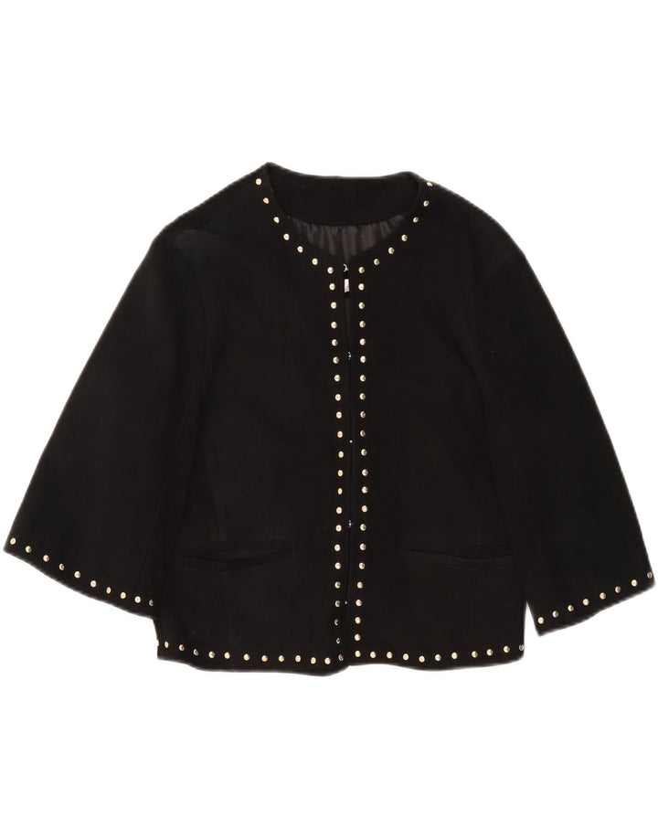 Tenax Damen Bolerojacke aus Wildleder mit 3/4-Ärmeln, IT 44, Mittelschwarzes Leder