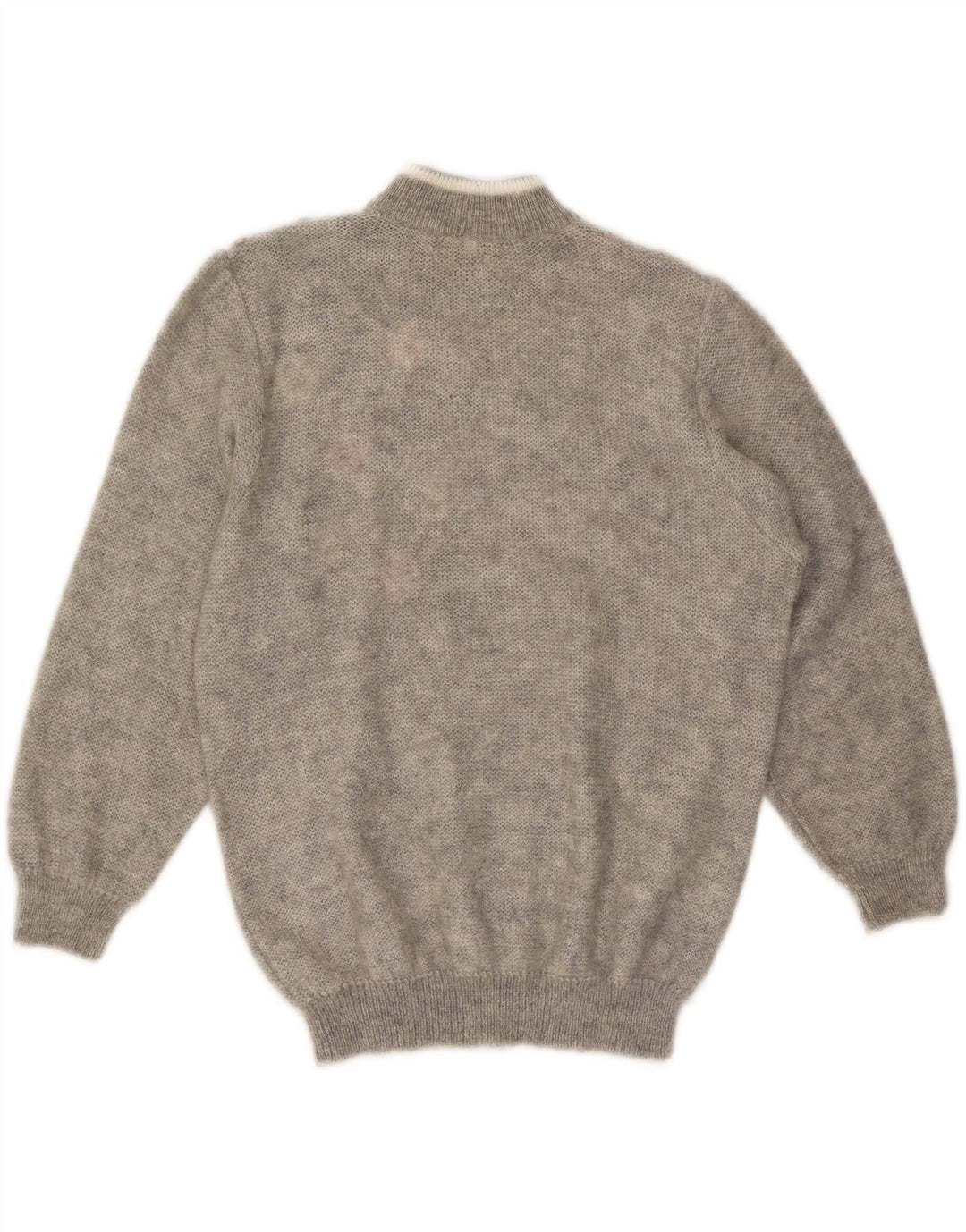 VINTAGE Damen Rollkragenpullover Pullover UK 18 XL Grau geblümtes Mohair