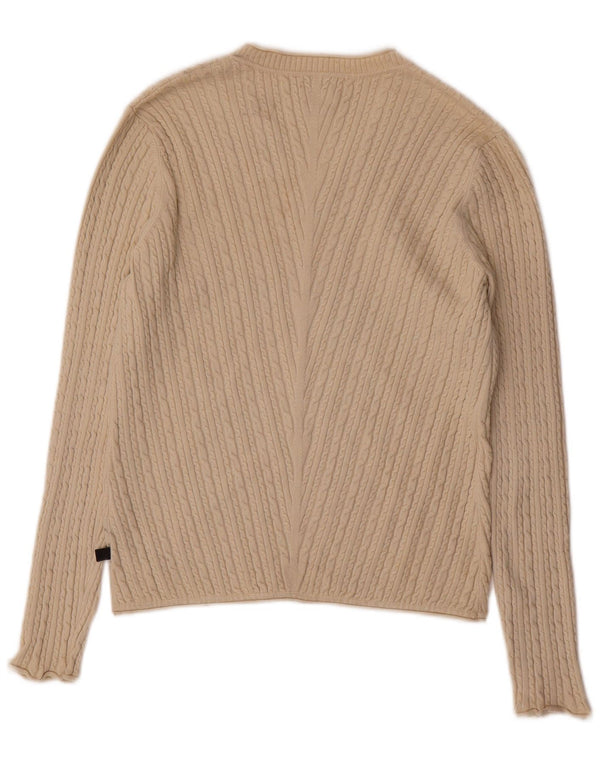 ADIDAS Damen-Pullover mit V-Ausschnitt, UK 12, mittelbeige Seide