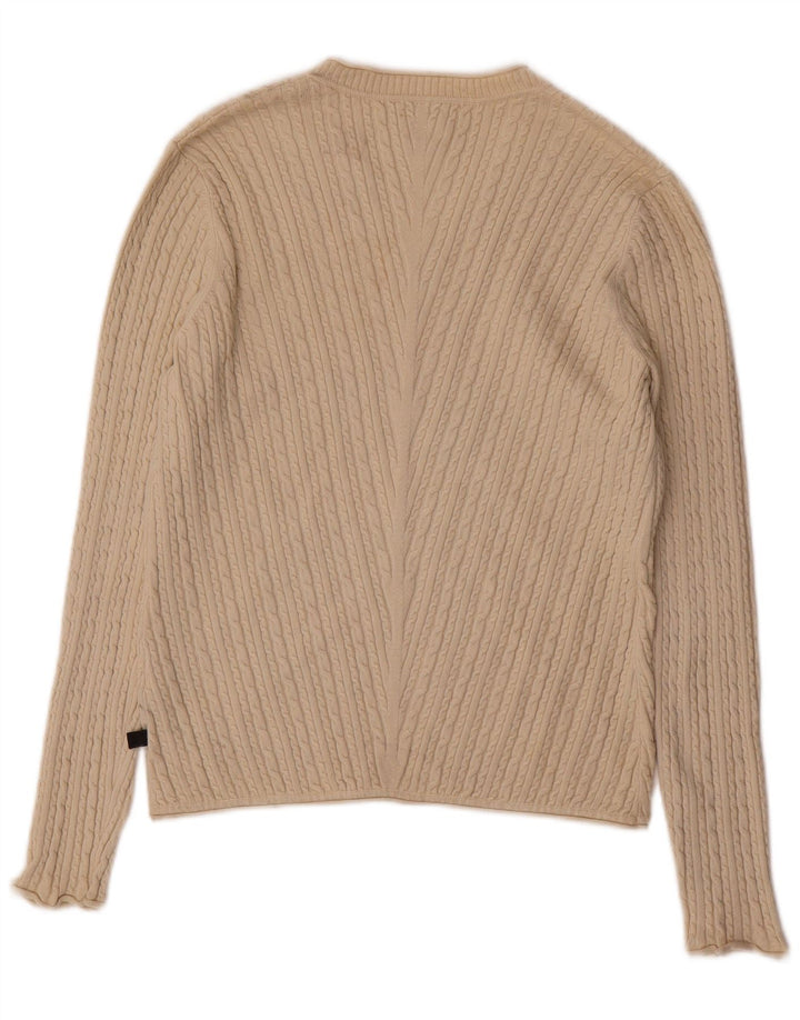 ADIDAS Damen-Pullover mit V-Ausschnitt, UK 12, mittelbeige Seide