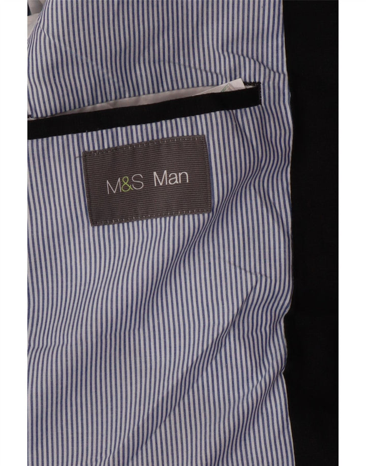 MARKS & SPENCER Herren-Blazer mit 2 Knöpfen, Gr. 40, Größe L, Schwarz, Leinen
