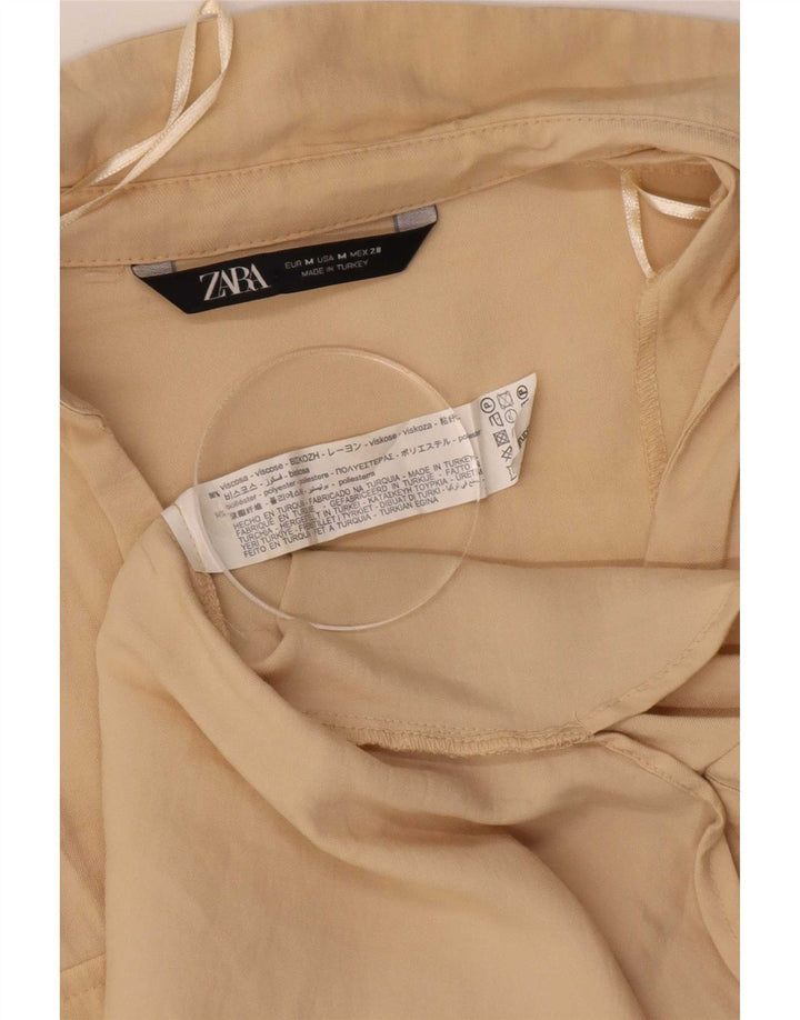 Zara Damen Hemd UK 14 Mittelbeige Viskose