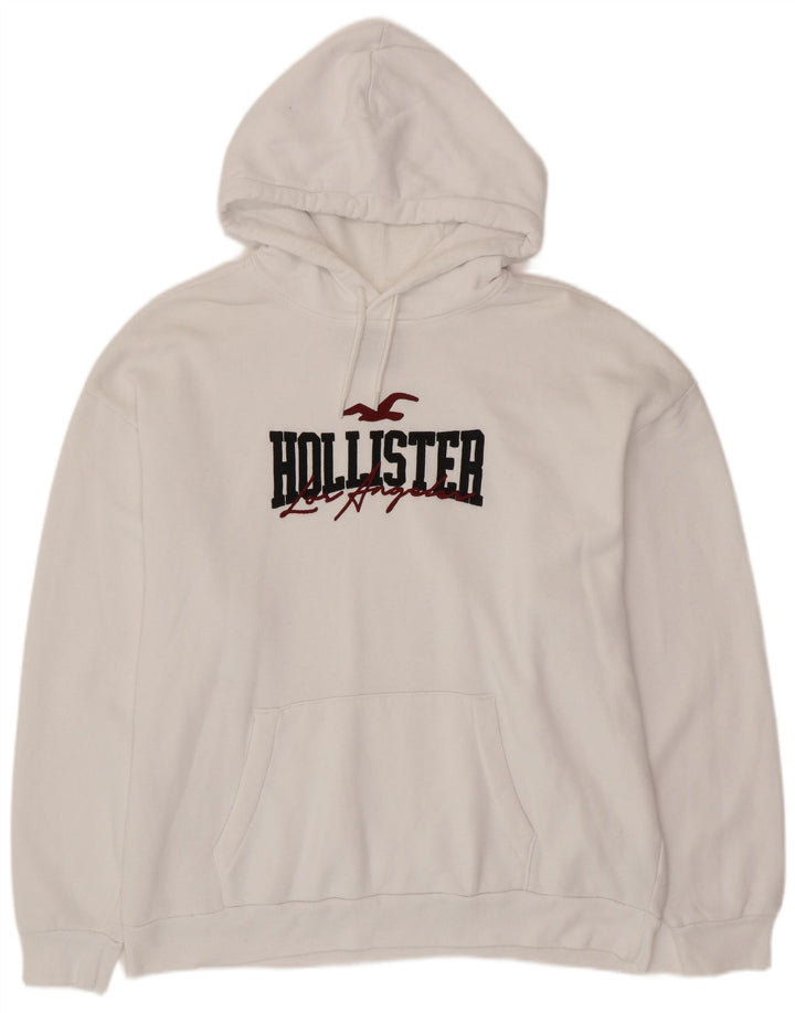 HOLLISTER Herren-Kapuzenpullover mit Grafik, 2XL, weiße Baumwolle
