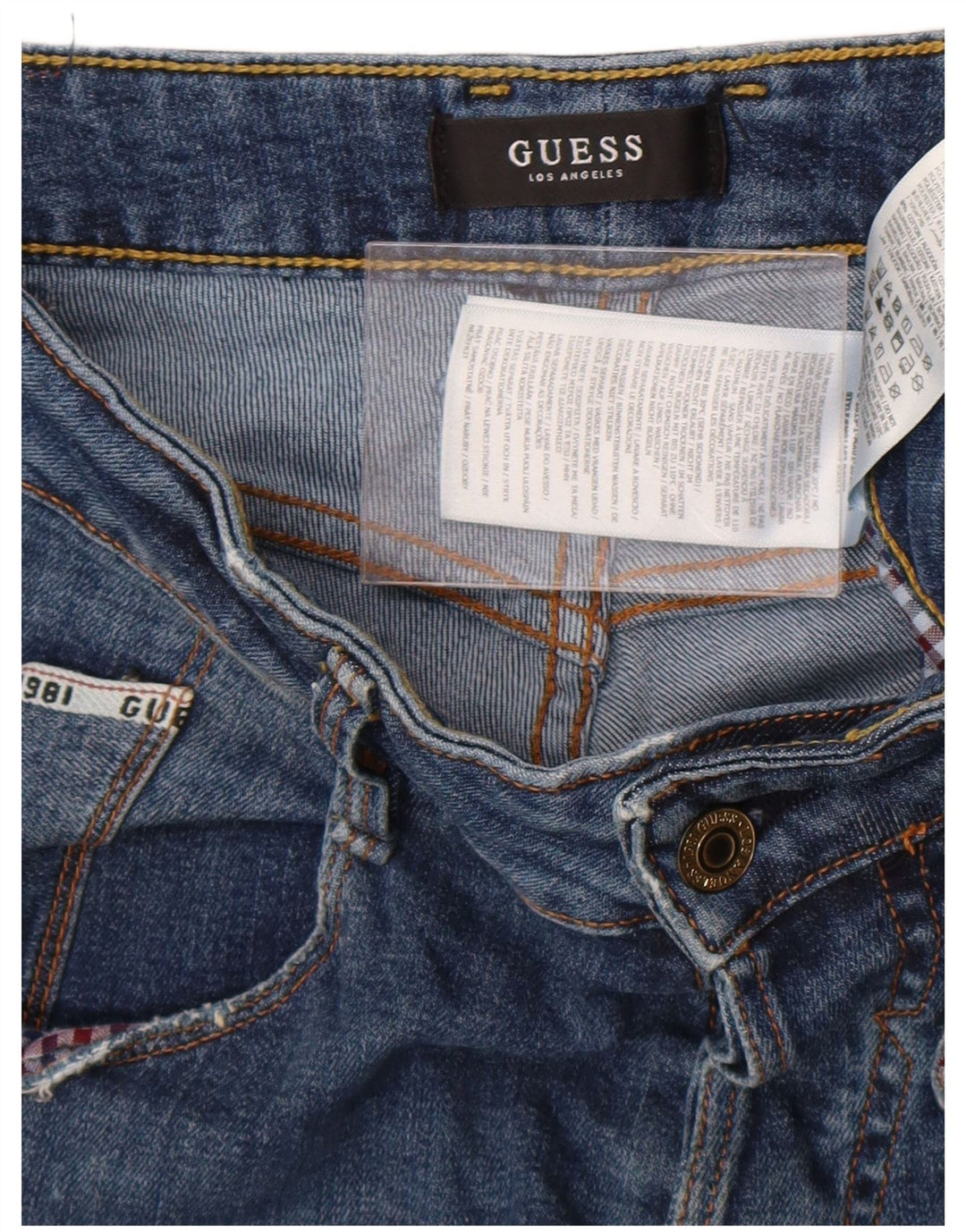 Guess Herren Straight Distressed Slim Jeans W30 L33 Blau Polyester