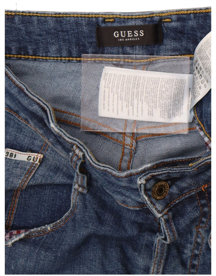 Guess Herren Straight Distressed Slim Jeans W30 L33 Blau Polyester