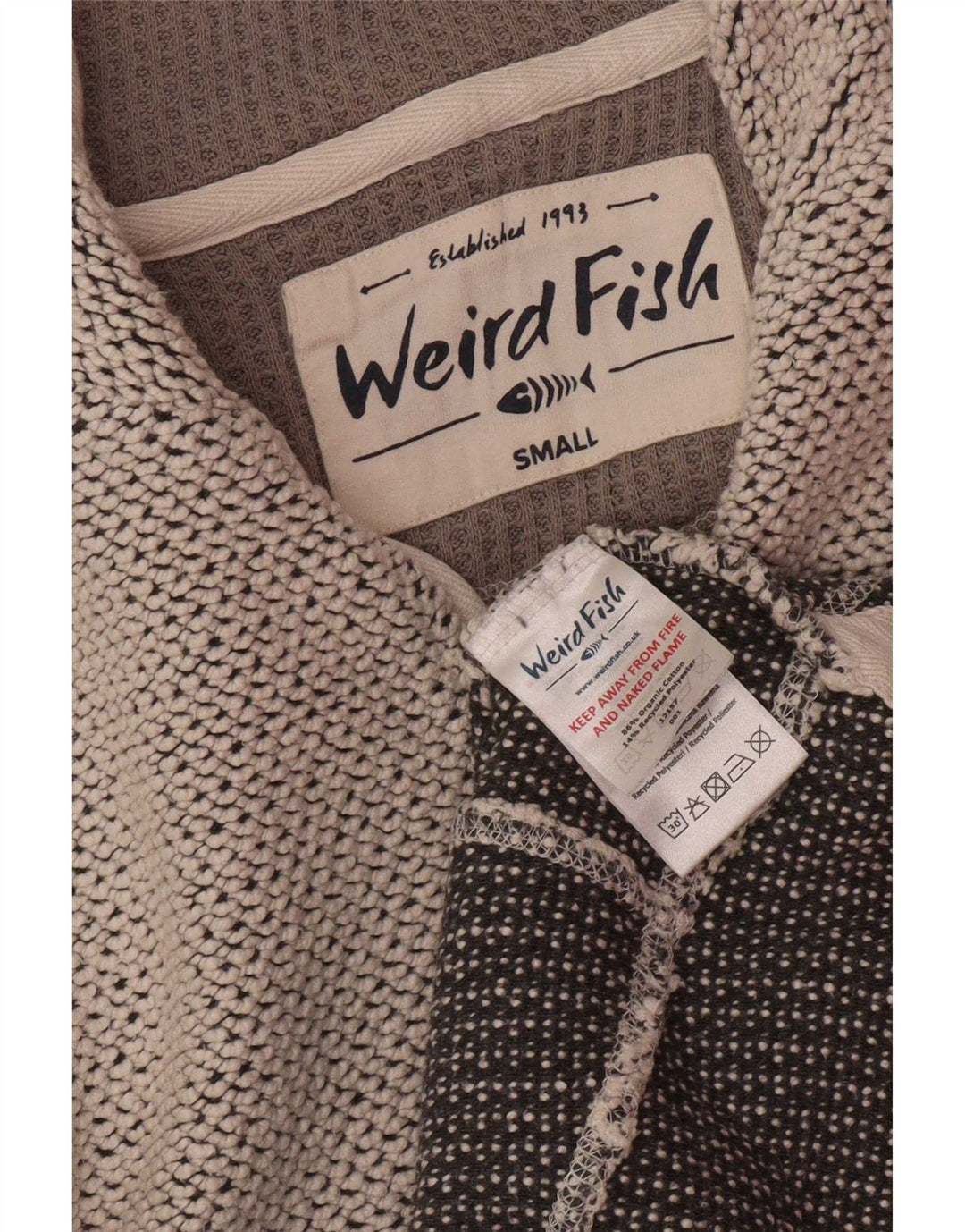 Weird Fish Herren-Sweatshirt mit Reißverschluss am Hals, Größe S, Grau, Baumwolle
