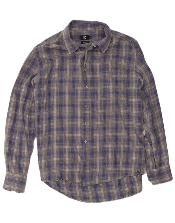 Dack's Herren-Flanellhemd mit normaler Passform, XL, blau kariert, Baumwolle