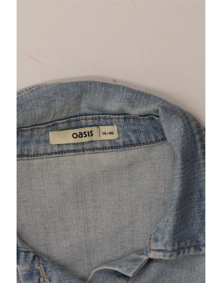 OASIS Womens Crop Denim Jacket UK 14 Medium Blue Vintage Oasis and Second-Hand Oasis from Messina Hembry 