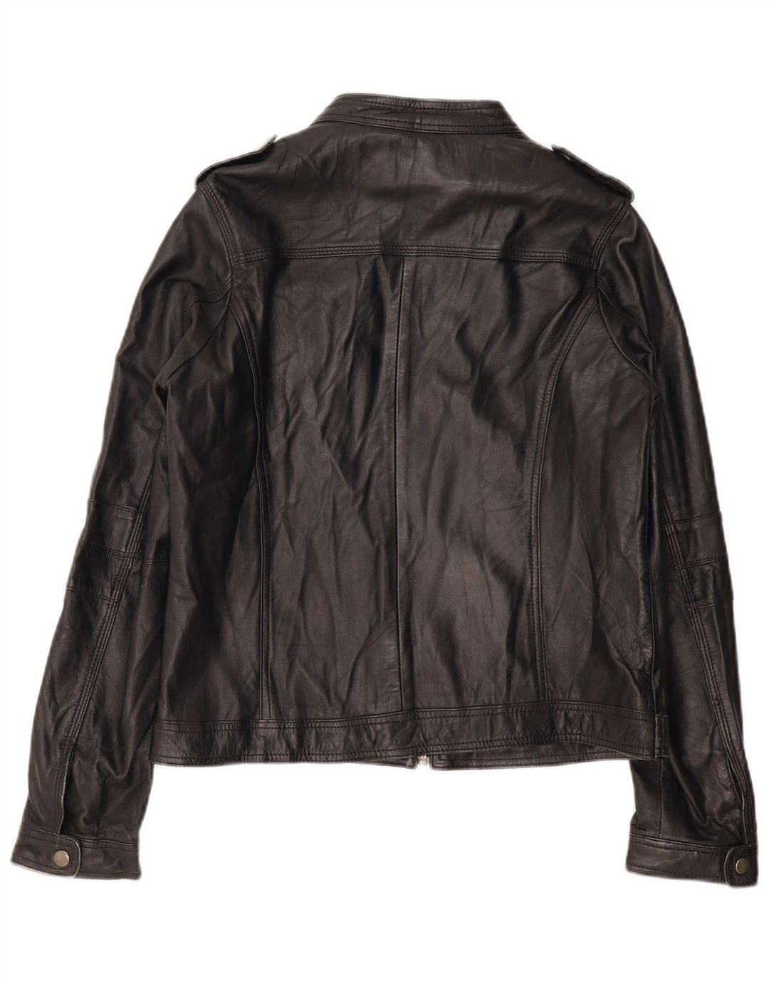 PIMKIE Damen Basic Leder Racer Jacke UK 16 Large Schwarzes Leder